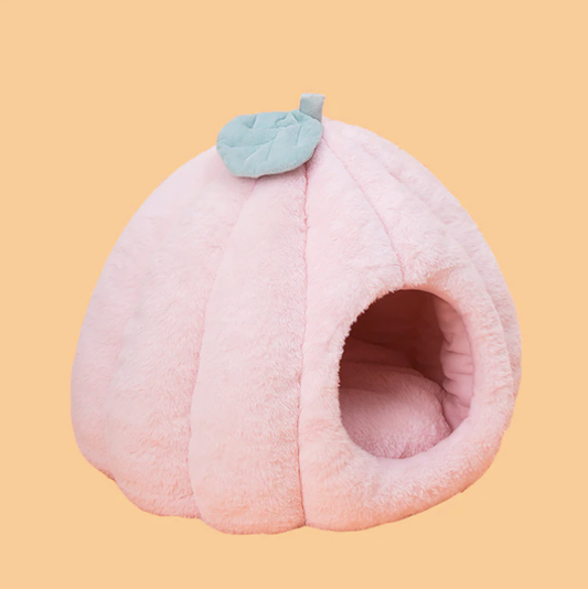 Velvet Pumpkin Cat Bed