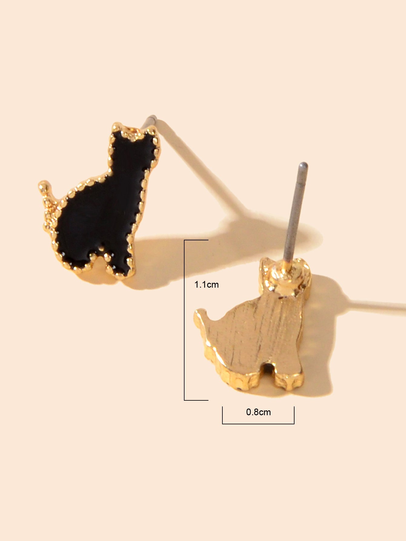 Black Cat Gold Plated Stud Earrings