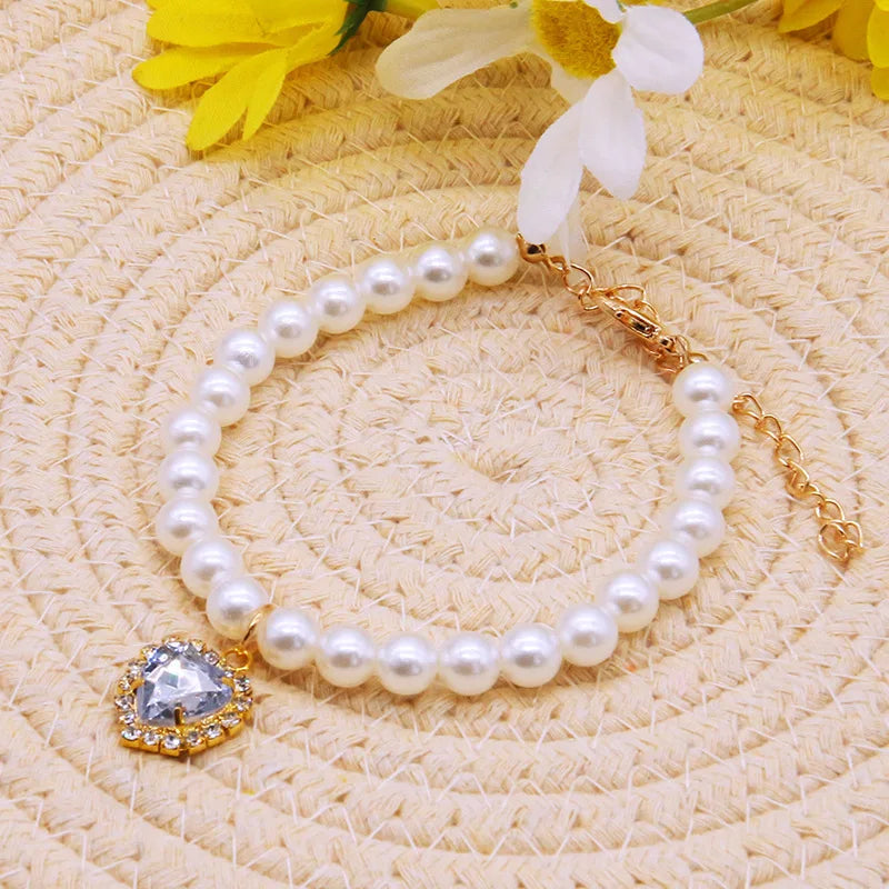 Pearl Heart Cat Necklace