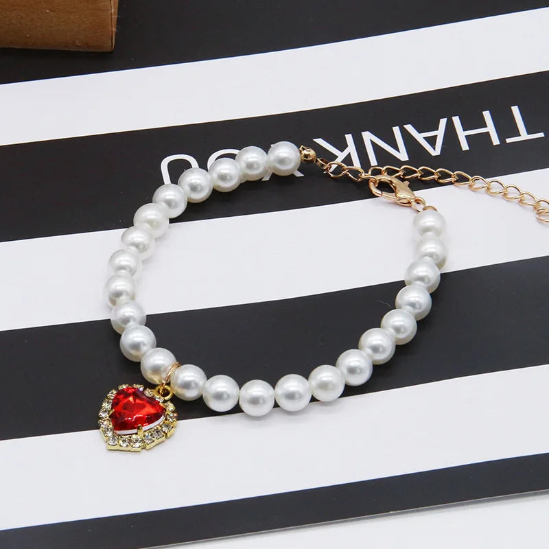 Pearl Heart Cat Necklace