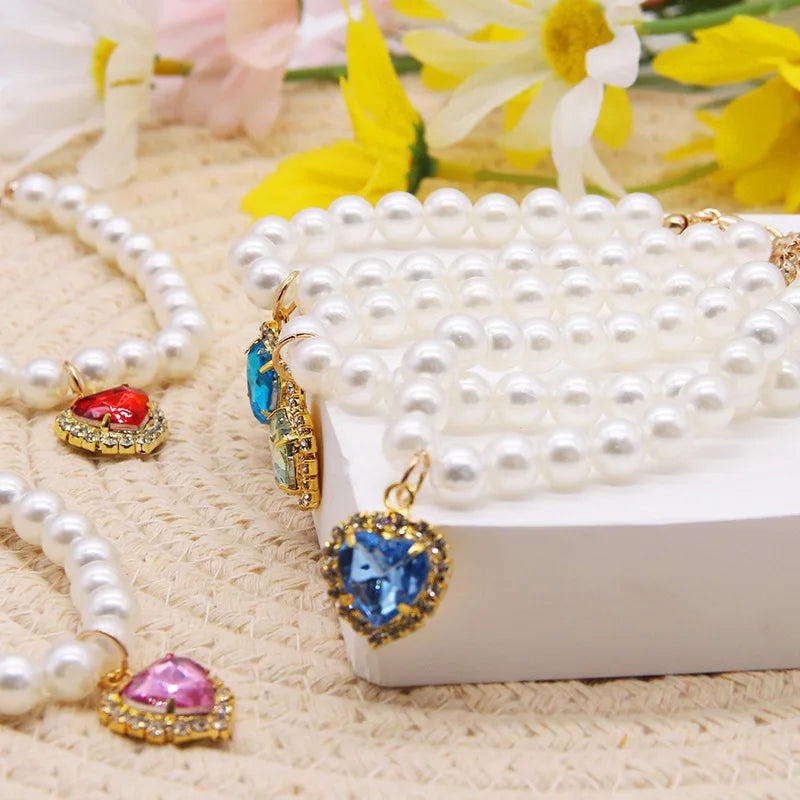Pearl Heart Cat Necklace