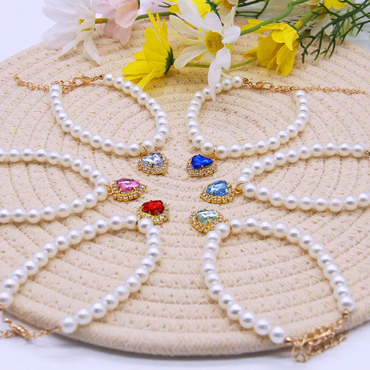 Pearl Heart Cat Necklace